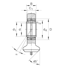 液壓桿端軸承 GK60-DO, 根據(jù) DIN ISO 12 240 標(biāo)準(zhǔn)，帶焊接面，需維護(hù)