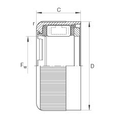 沖壓外圈滾柱離合器 HFL0806-KF-R, 滑動(dòng)或滾動(dòng)軸承布置，塑料彈簧，外圈滾花