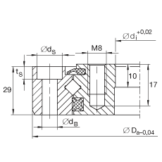 交叉滾子軸承 XU080120, 無(wú)齒，兩側(cè)唇密封