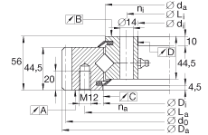 交叉滾子軸承 XSA141094-N, 標(biāo)準(zhǔn)系列 14， 外部的齒輪齒，兩側(cè)唇密封