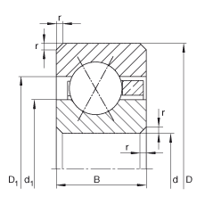 薄截面軸承 CSXD070, 四點接觸球軸承，類型X，運行溫度 -54°C 到 +120°C
