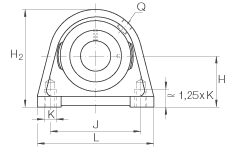 直立式軸承座單元 PSHEY60-N, 鑄鐵軸承座，內圈帶平頭螺釘的外球面球軸承，P 型密封