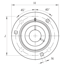 軸承座單元 GRA50, 帶三個/四個螺栓孔的法蘭的軸承座單元，沖壓鋼板，偏心鎖圈，P 型密封