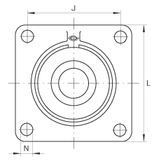 軸承座單元 PCCJ30, 帶四個螺栓孔的法蘭的軸承座單元，鑄鐵，雙列角接觸球軸承，P 型密封