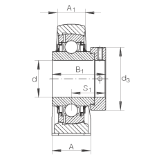 直立式軸承座單元 LASE35-N, 鑄鐵軸承座，帶偏心鎖圈的外球面球軸承，L 型密封