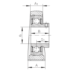 直立式軸承座單元 PSHEY60-N, 鑄鐵軸承座，內圈帶平頭螺釘的外球面球軸承，P 型密封