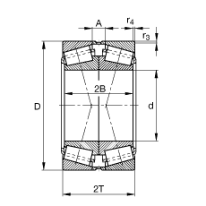 圓錐滾子軸承 31328-X-N11CA, 根據(jù) DIN ISO 355 / DIN 720 標(biāo)準(zhǔn)的主要尺寸，可分離，X型成對布置，有軸向內(nèi)部游隙